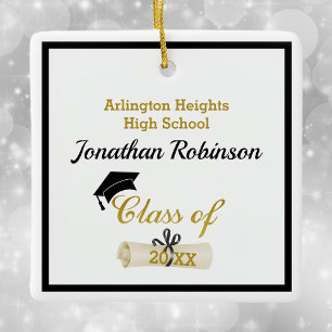 Cerâmica Boné de Formando preto e ornamento cerâmico de d