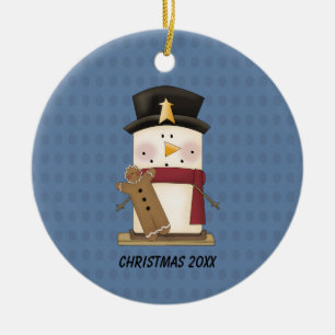 Cerâmica Boneco de neve de S'mores com ornamento de