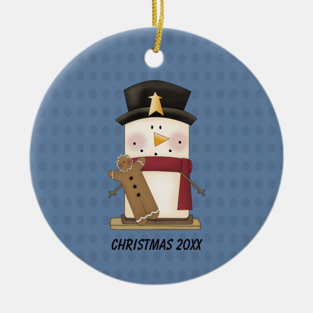 Cerâmica Boneco de neve de S'mores com ornamento de (Frente)