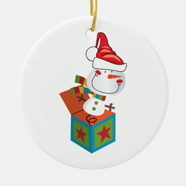 CERÂMICA BONECO DE NEVE JACK-IN-BOX DO ORNAMENTO (Frente)