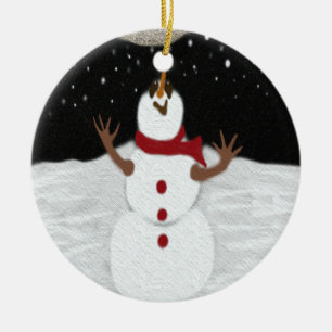 Cerâmica Boneco de neve que aprecia o ornamento do ~ da lua