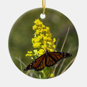 Cerâmica Borboleta com Ornamento Amarelo de Flores Selvagen