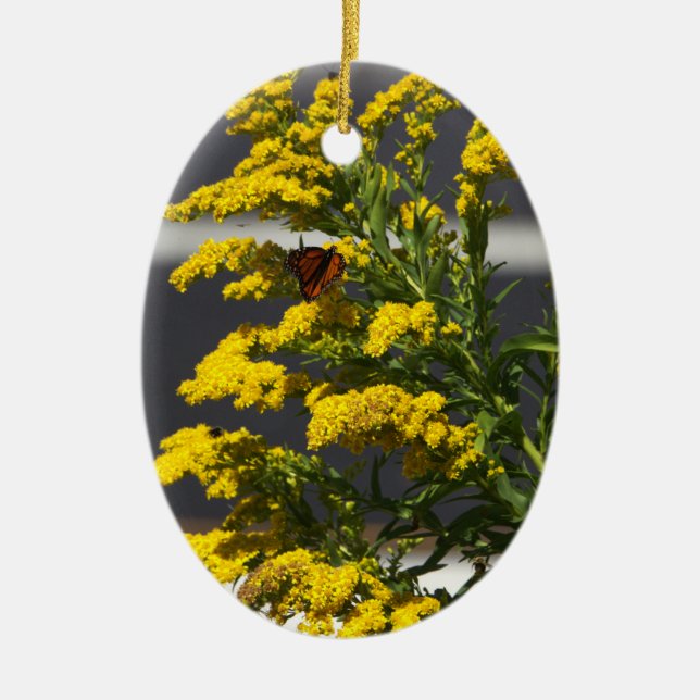 Cerâmica Borboleta com Ornamento Amarelo de Flores Selvagen (Frente)