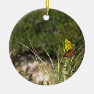 Cerâmica Borboleta com Ornamento Amarelo de Flores Selvagen