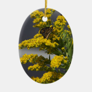 Cerâmica Borboleta com Ornamento Amarelo de Flores Selvagen