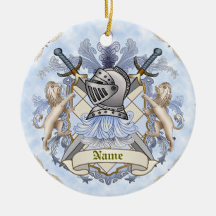 Cerâmica Brasão de Armas da Família Blue Knight Ornamento S