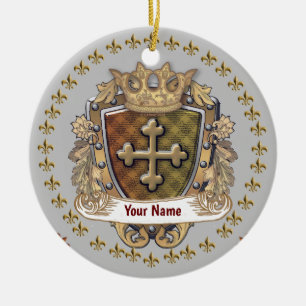 Cerâmica Brasão de Armas da Família Crown Shield Ornamento 