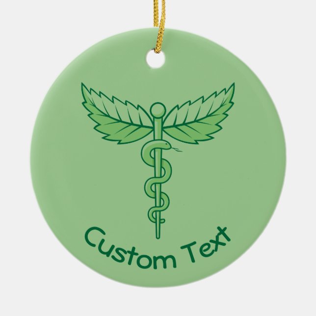Cerâmica Caduceus com ornamento cerâmico de folhas (Frente)