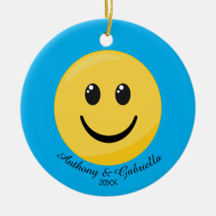 Cerâmica Cara feliz ornamento personalizado de Emoji
