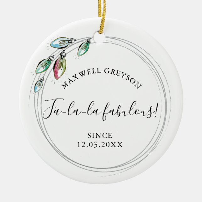 Cerâmica Casal Primeiro Ornamento de Natal (Frente)