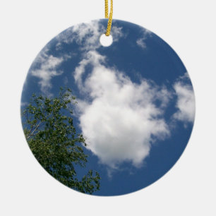 Cerâmica Céu Azul com Nuvens e Ornamento de Árvores