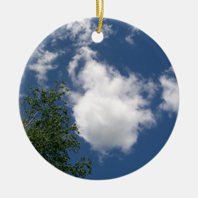 Cerâmica Céu Azul com Nuvens e Ornamento de Árvores (Frente)