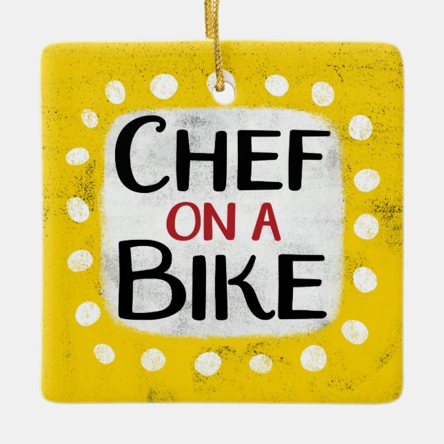 Cerâmica Chef Em Um Ornamento De Bicicleta (Frente)
