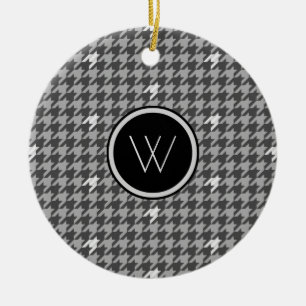 Cerâmica Cinza com Ornamento Houndstooth de Destaque de Pra