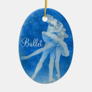 Cerâmica Cisne Lago Pas de Deux Ornamento