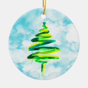 Cerâmica Cor de água da árvore de Natal azul Ornamento cerâ