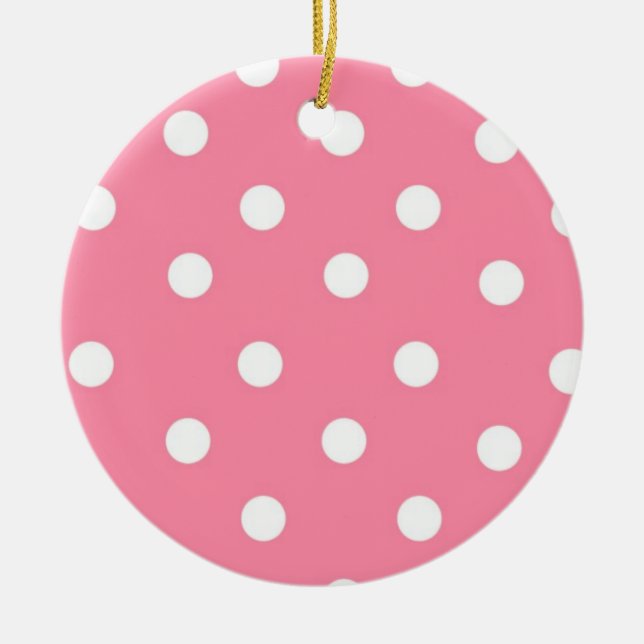 Cerâmica Cor-de-rosa com ornamento de pontos brancos (Frente)