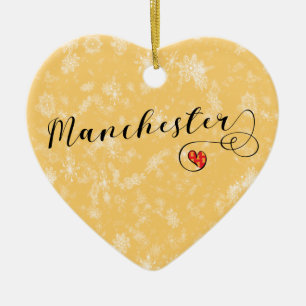 Cerâmica Coração de Manchester, ornamento da árvore de