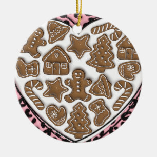 Cerâmica "Coração Rosa de Ornamento de Gingerpão"