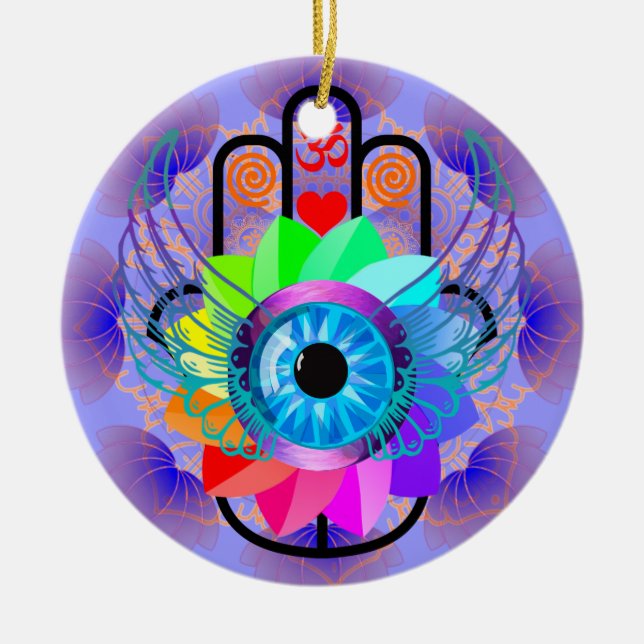 Cerâmica Curando ornamento de Hamsa (Frente)