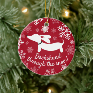 Cerâmica Dachshund Através Do Ornamento Da Árvore De Natal 