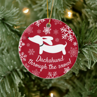 Cerâmica Dachshund Através Do Ornamento Da Árvore De Natal 