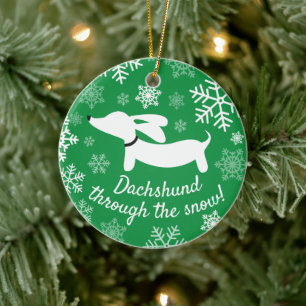 Cerâmica Dachshund Através Do Ornamento Da Árvore De Natal 