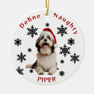 Cerâmica Definir Ornamento de Cachorro Santa Hat, travesso