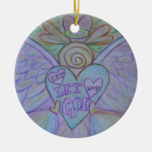 Cerâmica Deixe o amor, deixe Deus anjar o ornamento de fest