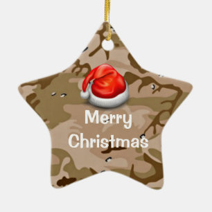 Cerâmica Desert Sand Camo T-Shirt Feliz Ornamento de Natal