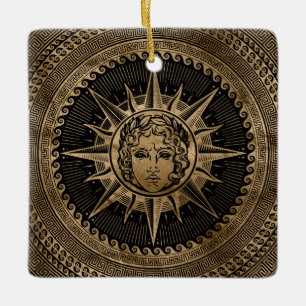 Cerâmica Deus dourado de Apollo Sun no ornamento chave