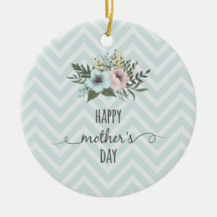 Cerâmica Dia de as mães Feliz Floral Elegante   Ornamento