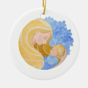 Cerâmica Dia de as mães Mãe e Filho   Ornamento