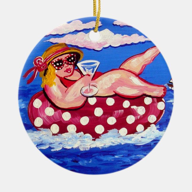 Cerâmica Diva de praia de Chubby com ornamento de Martini (Frente)