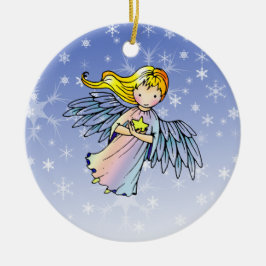 Cerâmica Doce Anjo Segurando Ornamento de Natal de Estrela