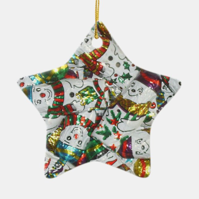 Cerâmica Doce estrela de ornamento Snowmen (Frente)