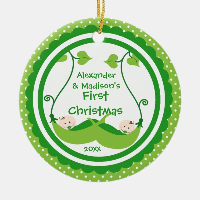 Cerâmica Doce Ornamento de Natal do Primeiro Natal dos Gême (Frente)