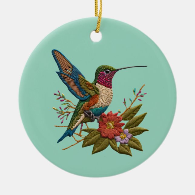 Cerâmica Dois ornamento de beija-flor (Frente)