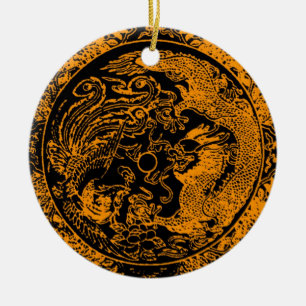 Cerâmica Dragão e ornamento de Phoenix