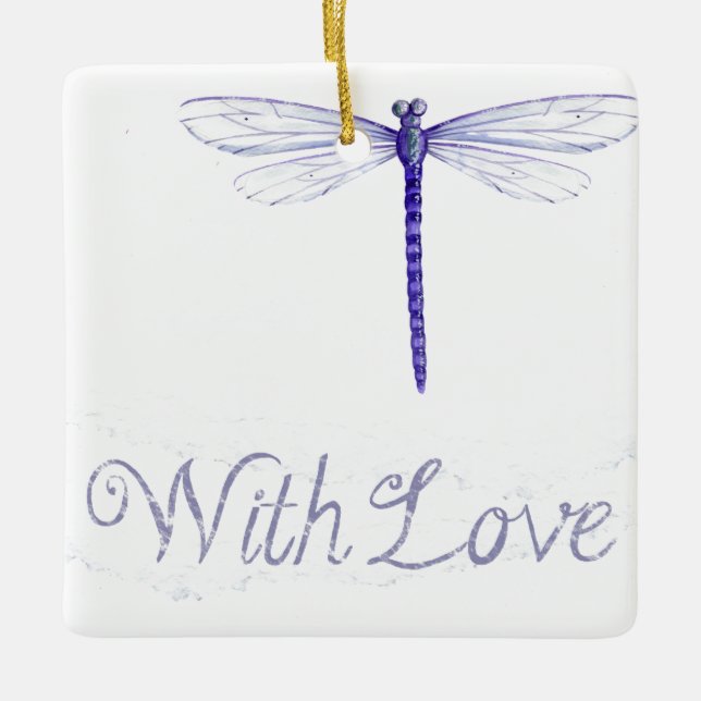 Cerâmica Dragonfly Azul Com Ornamento De Amor (Frente)