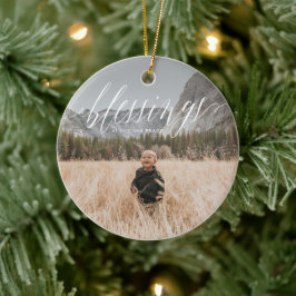 Cerâmica Elegante Blessings Script de Ornamento Cerâmico de