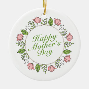 Cerâmica Elegante Dia de as mães Feliz Ornamento Floral de 