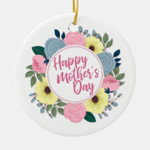 Cerâmica Elegante Dia de as mães Feliz Ornamento Floral de 