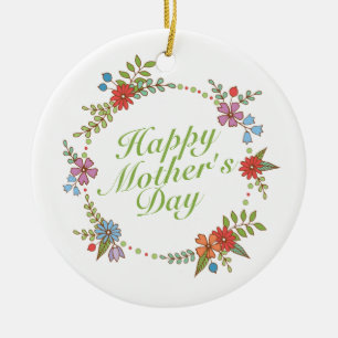Cerâmica Elegante Dia de as mães Feliz Ornamento Floral de 