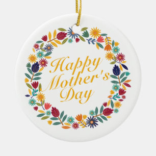 Cerâmica Elegante Dia de as mães Feliz Ornamento Floral de 