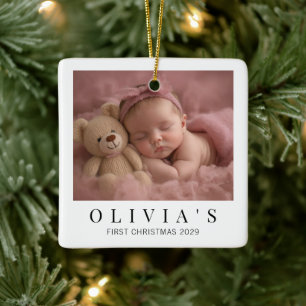 Cerâmica Elegante Ornamento Minimalista de Primeiro Natal d