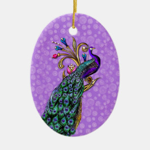 Cerâmica Elegante Peacock Nosso Primeiro Ornamento De Natal