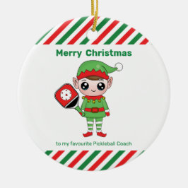 Cerâmica Elf de Natal de Pickleball, ornamento cerâmico