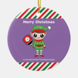 Cerâmica Elf de Natal de Pickleball, ornamento cerâmico