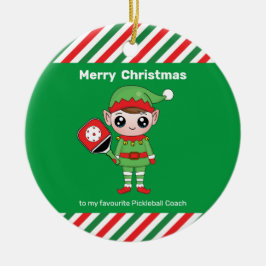 Cerâmica Elf de Natal de Pickleball, ornamento cerâmico